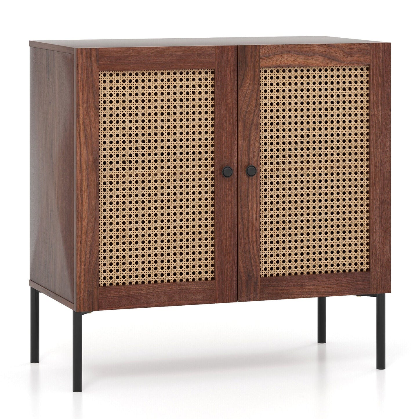 Kitchen Sideboard with 2 Rattan Doors and Adjustable Shelf