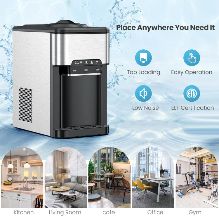 3-in-1 Water Cooler Dispenser with Ice Maker & Temp Settings