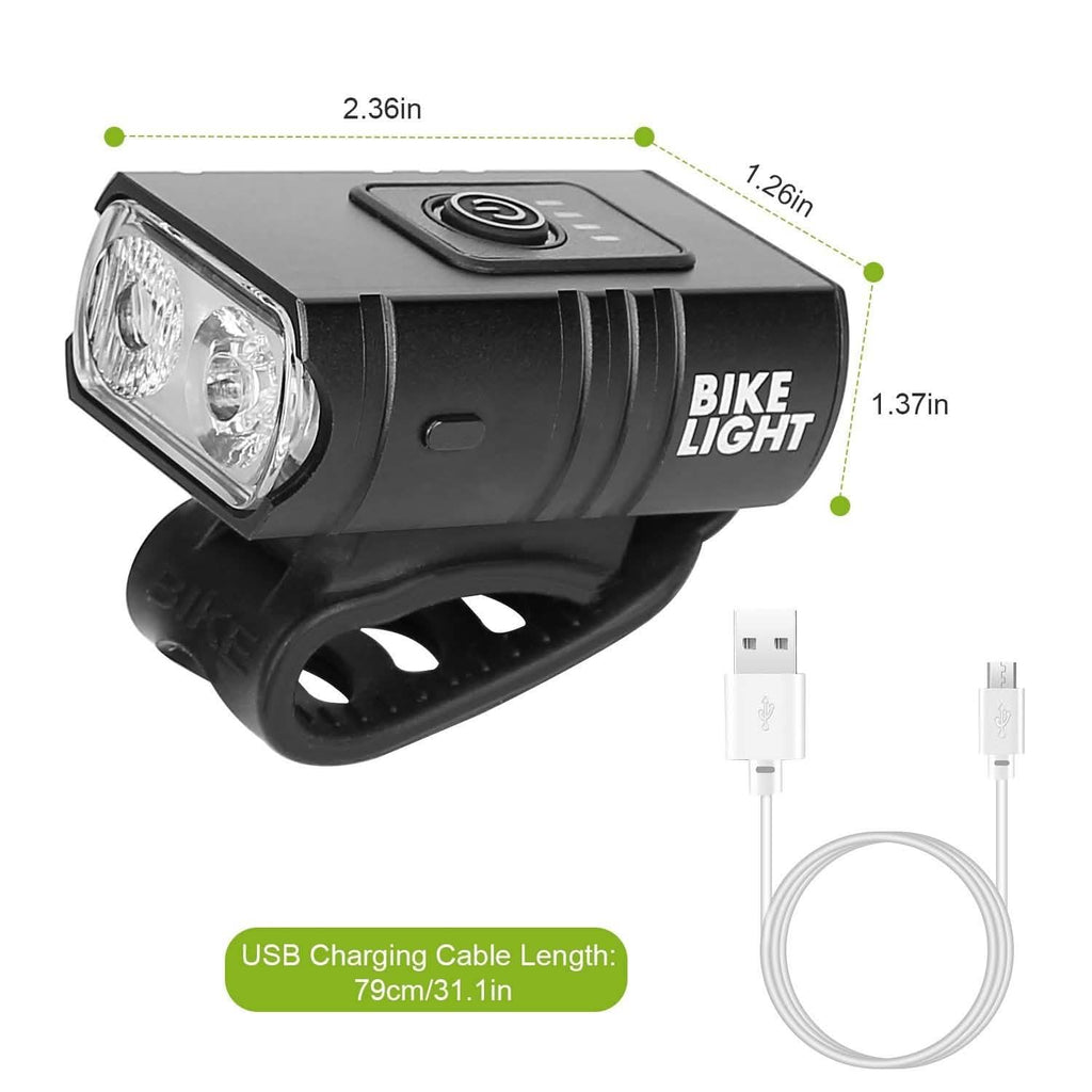 Éclairage avant de vélo 1000 LM, rechargeable, à fixer sur le guidon, avec 6 modes d'éclairage
