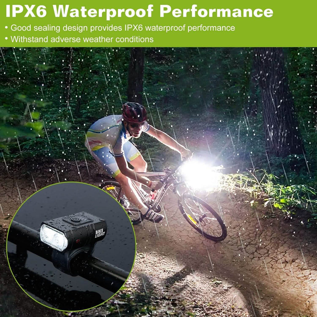 Éclairage avant de vélo 1000 LM, rechargeable, à fixer sur le guidon, avec 6 modes d'éclairage