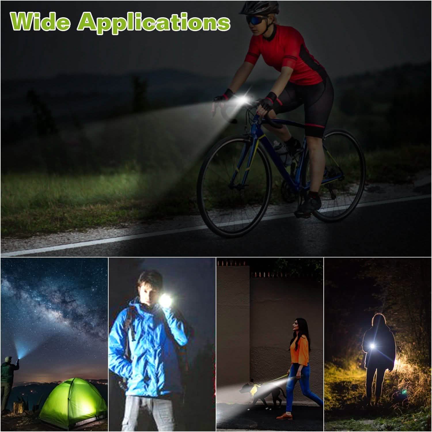 Éclairage avant de vélo 1000 LM, rechargeable, à fixer sur le guidon, avec 6 modes d'éclairage