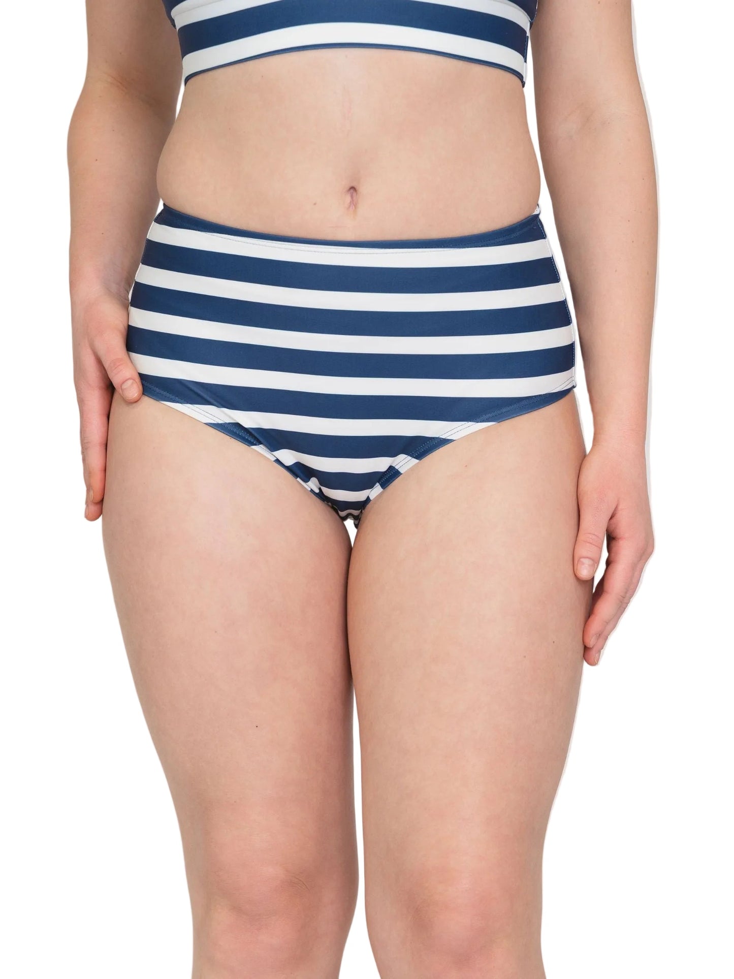 Navy Stripe High-Waist Bottom