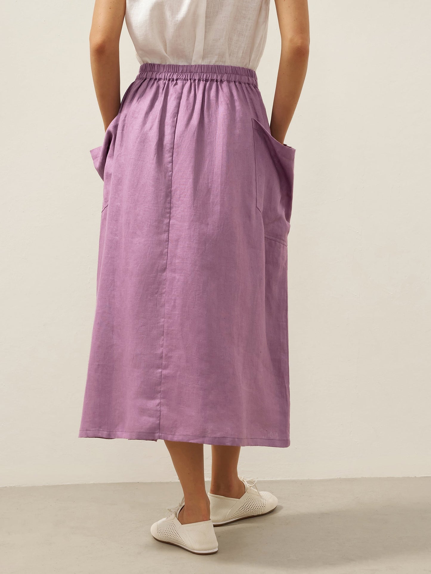Linen-Cotton Elastic Waist Skirt MARINA