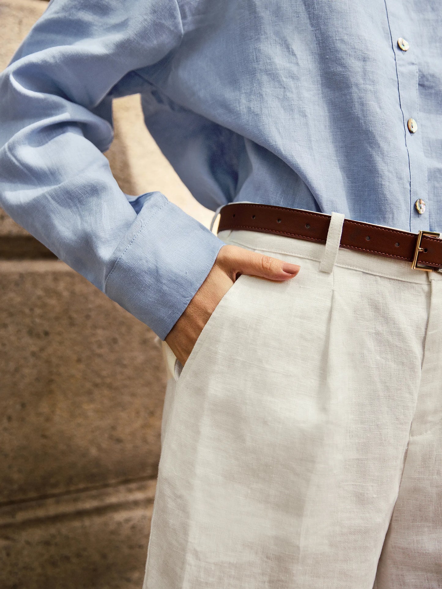 100% Linen Pleated Shorts ELLEN