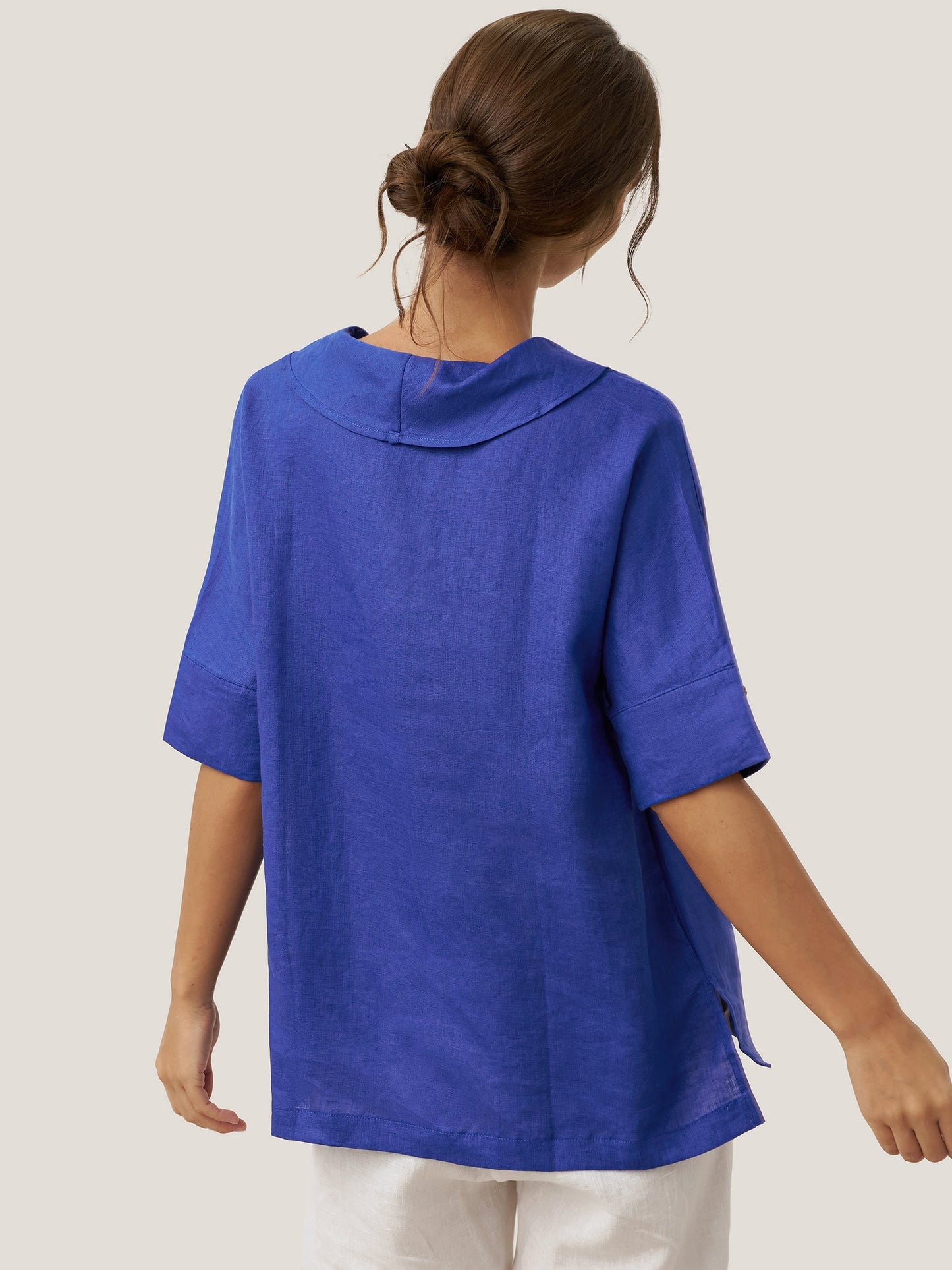 Linen V-Neck Short-Sleeve Shirt SIERRA