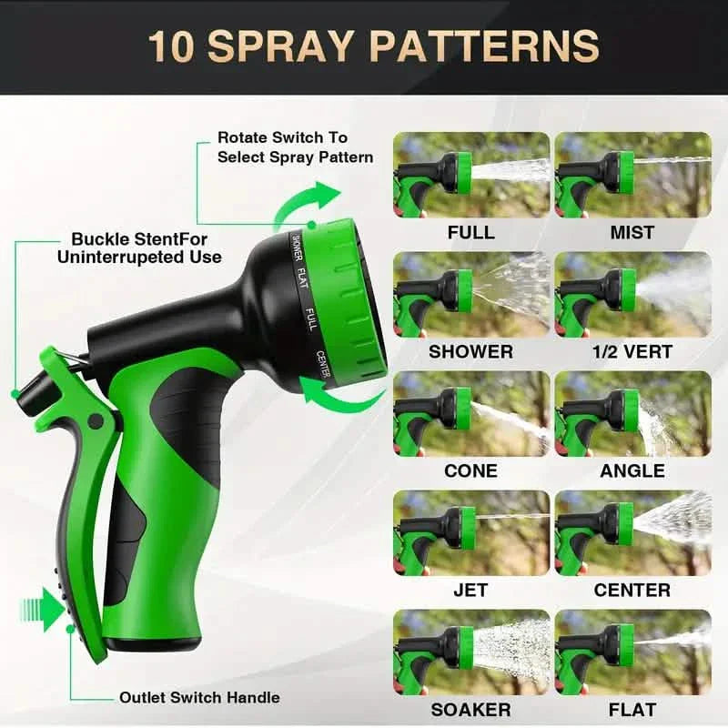 Heavy-Duty Expandable Garden Hose - Leakproof Design with Spray Nozzle