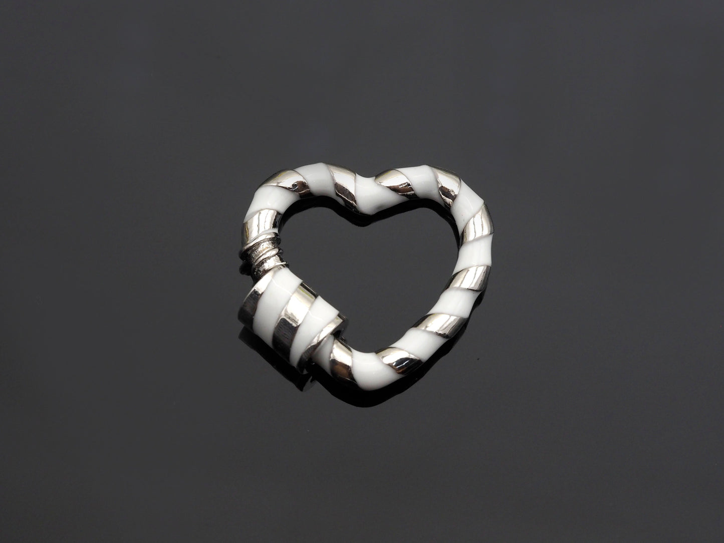 Colorful Enamel Pave Heart Shape Clasp,Silver Plated Screw Clasp, Carabiner Clasp, 22.6x21mm, sku#K76