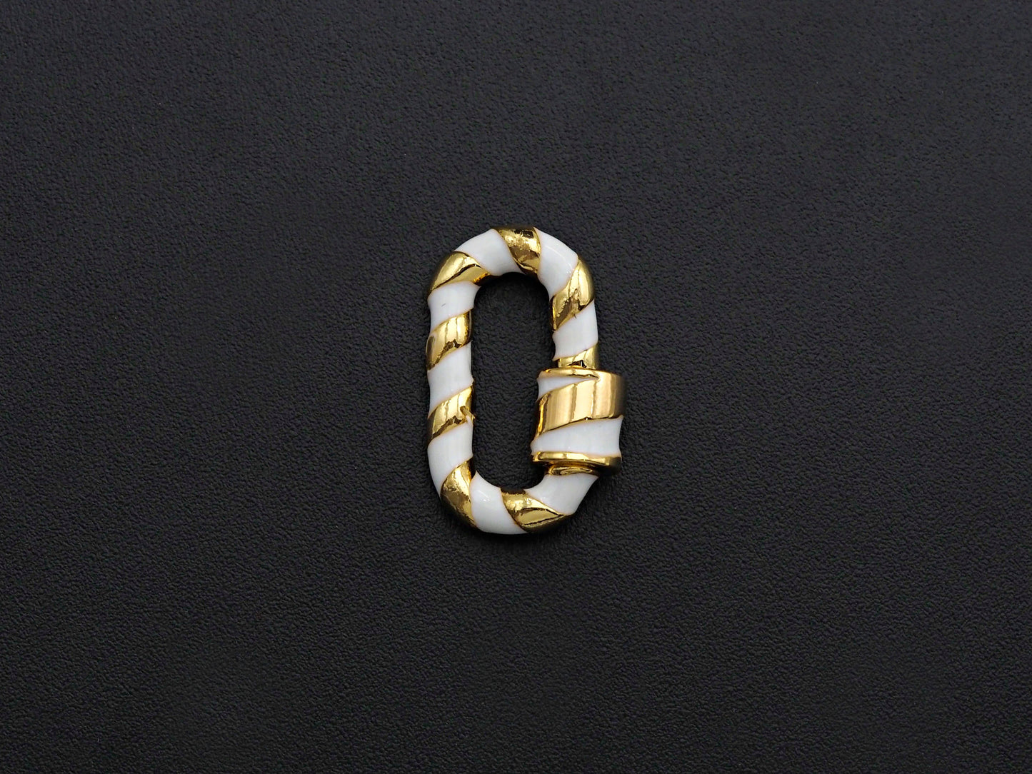 Colorful Enamel Pave Oval Shape Clasp, Carabiner Clasp, White/Black/Rainbow/Blue/Pink Screw Clasp, 12x20mm, sku#H251