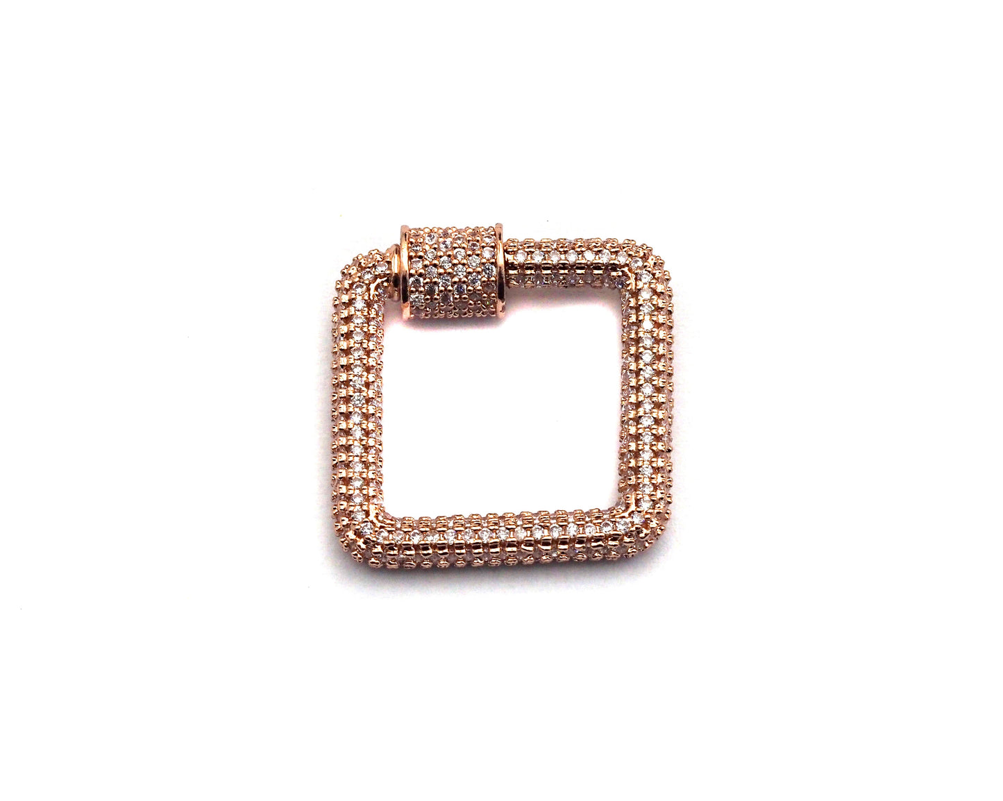 CZ Micro Pave Square Shape Clasp, Gold/Rose gold/Gunmetal/Silver Plated Carabiner Clasp, 23x23mm, sku#H158
