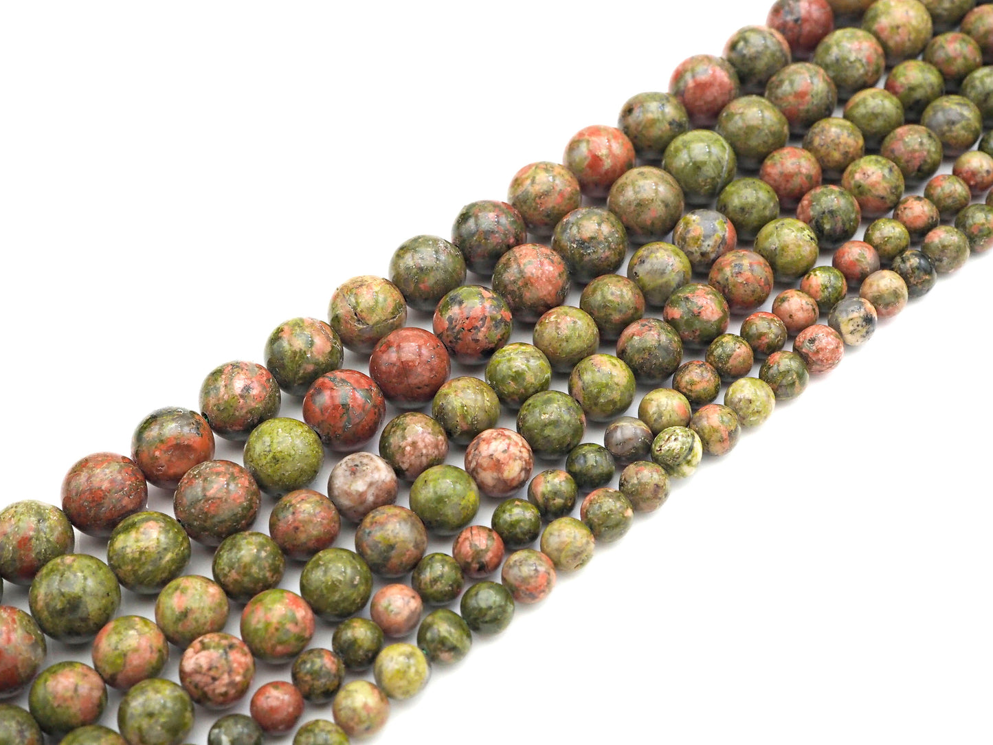 Natural Quality Unakite Round Smooth Beads, 6mm/8mm/10mm Genuine Unakite, Red Green Beads, 15.5'' Full Strand, Sku#U1068