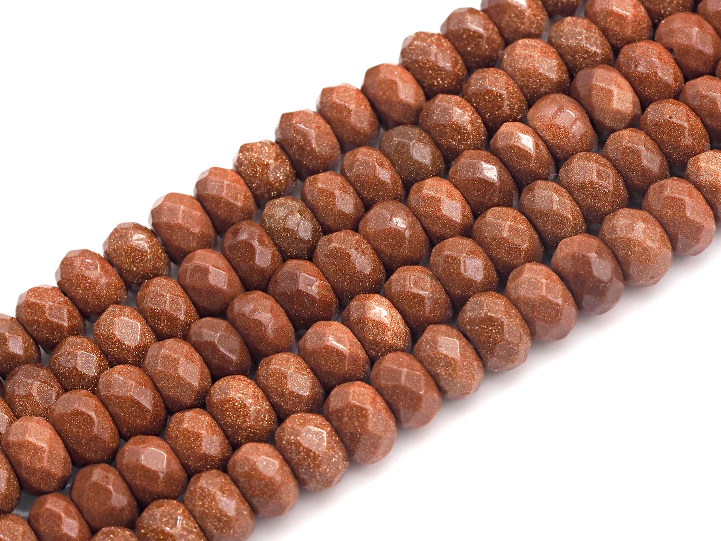 2mm Large Hole Natural Goldstone Beads, Rondelle Faceted 5x8mm, 8" Long Strands, sku#U729