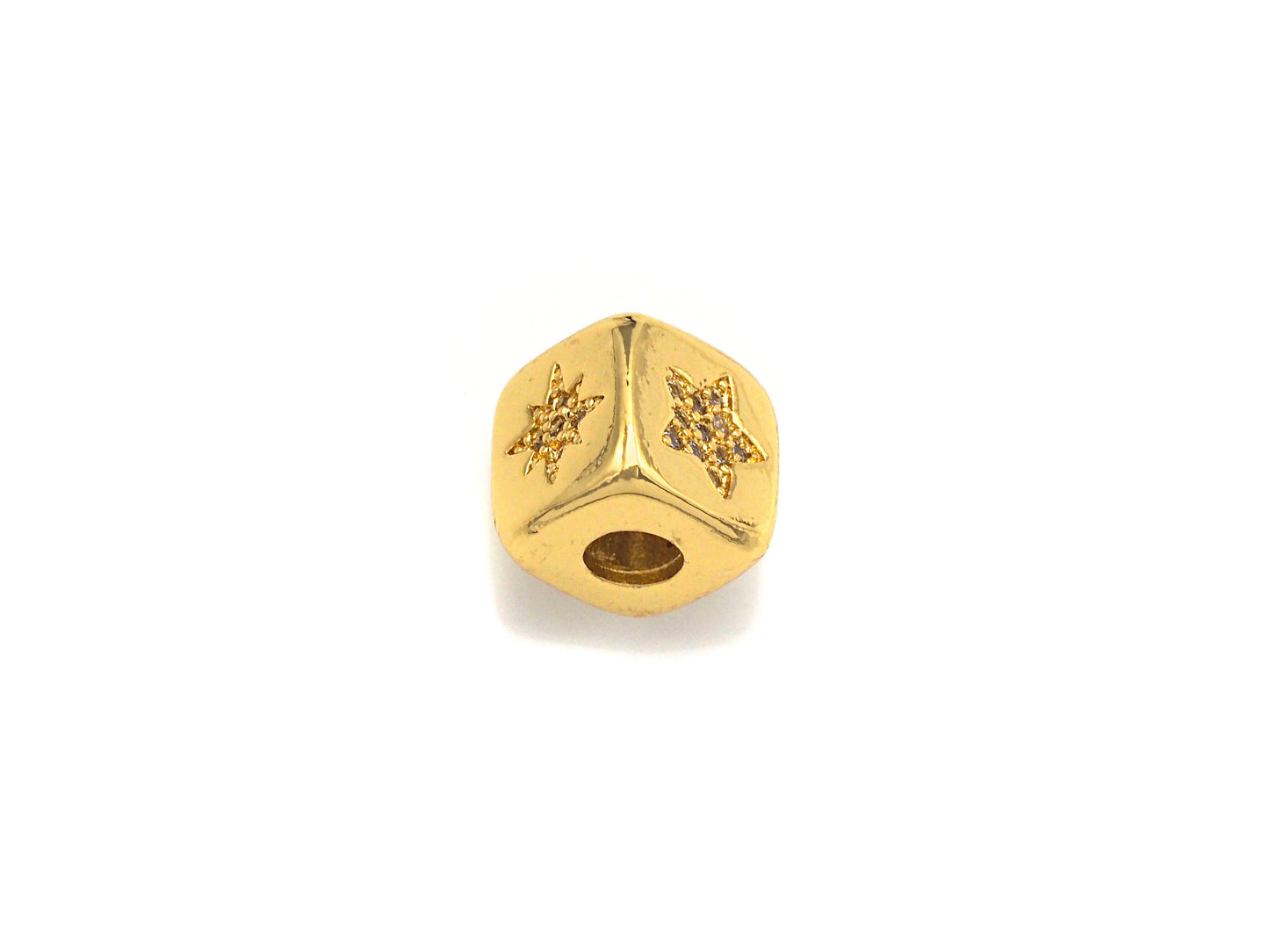 CZ Micro Pave North Star Dice Spacer Beads, Five Star Cubic Zirconia Cube Spacer Beads, Gold/Silver Tone, 8.5mm,sku#Z713