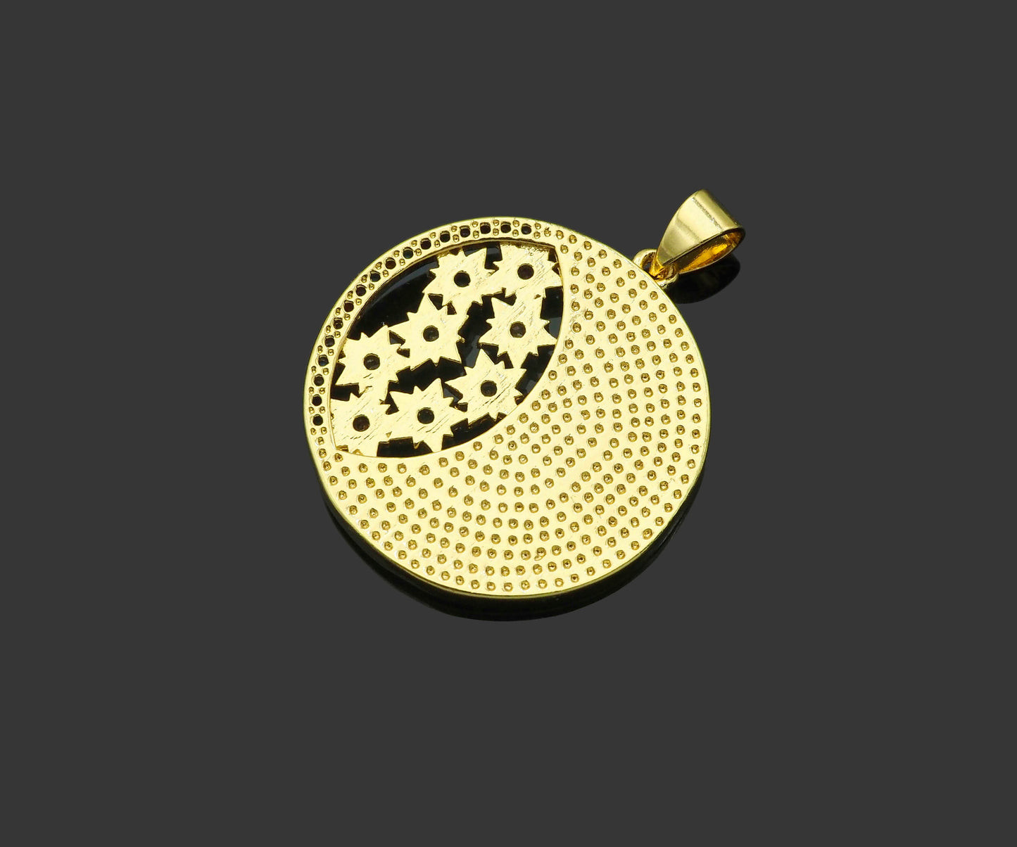 Colorful Enamel Cresent Moon with Colorful CZ On Round Shape Pendant, 18K Gold Filled Enamel Moon Charm,26x28mm,Sku#JL50