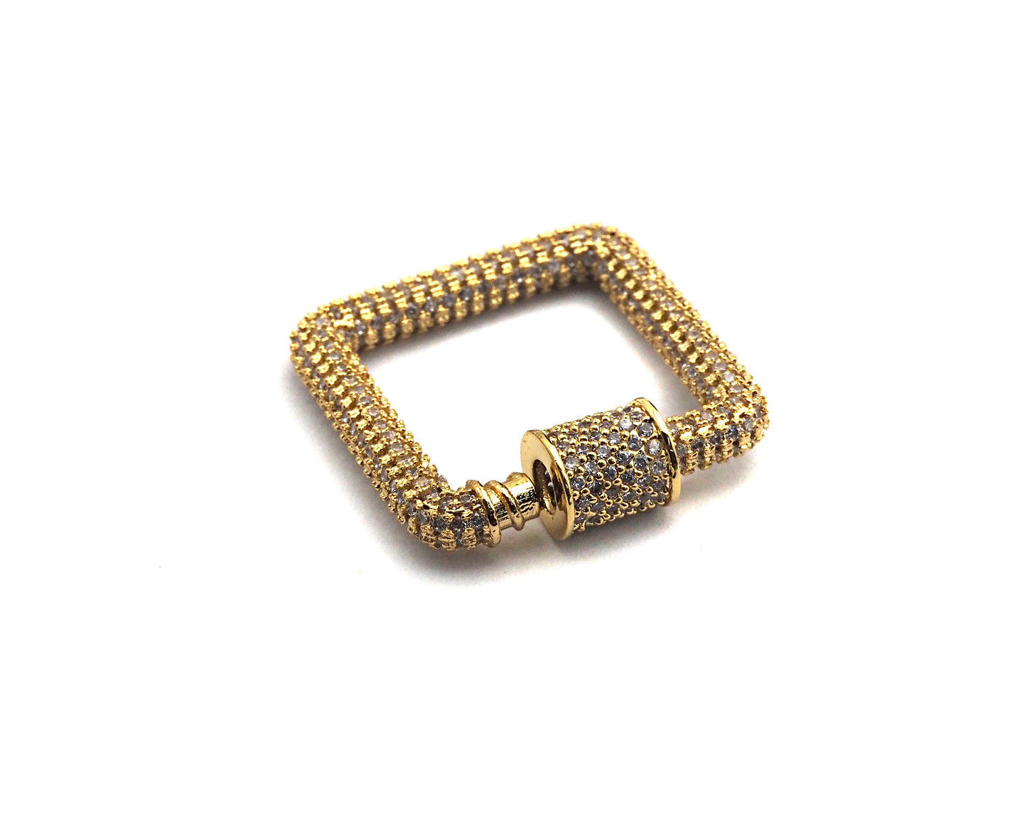CZ Micro Pave Square Shape Clasp, Gold/Rose gold/Gunmetal/Silver Plated Carabiner Clasp, 23x23mm, sku#H158