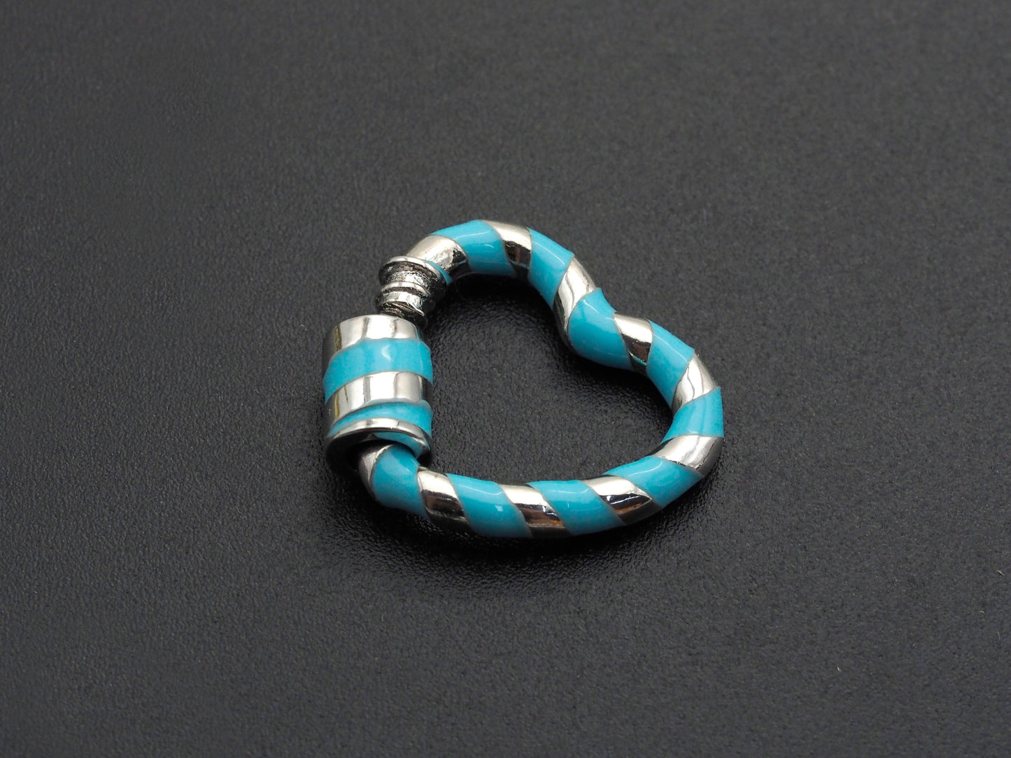 Colorful Enamel Pave Heart Shape Clasp,Silver Plated Screw Clasp, Carabiner Clasp, 22.6x21mm, sku#K76