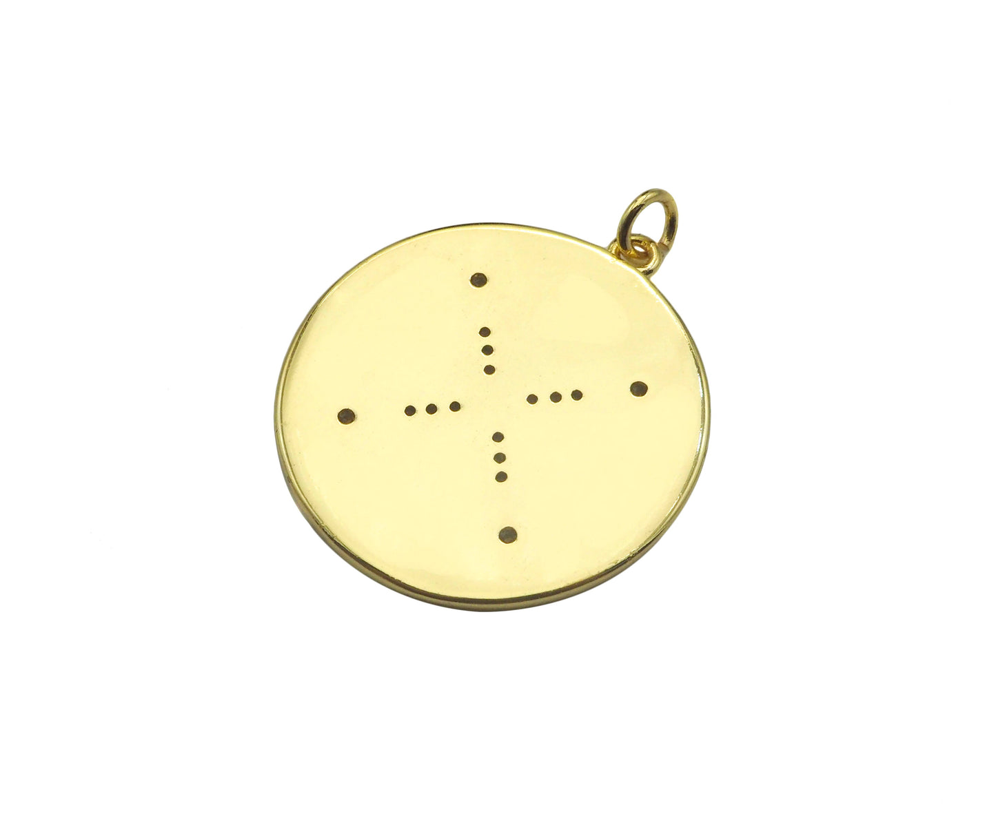 Gold Filled CZ Micro Pave Compass On Round Coin Shape Pendant, 18k Gold Filled Medallion Charm, Necklace Bracelet Pendant,25x27mm,Sku#Z1359
