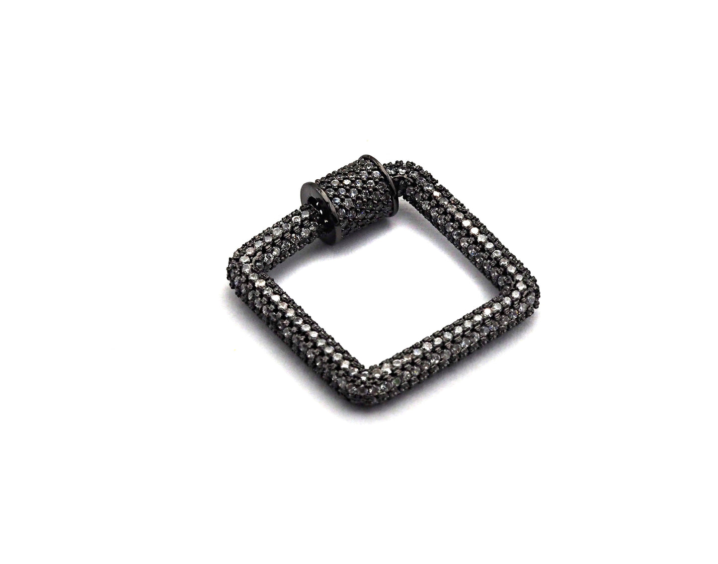 CZ Micro Pave Square Shape Clasp, Gold/Rose gold/Gunmetal/Silver Plated Carabiner Clasp, 23x23mm, sku#H158