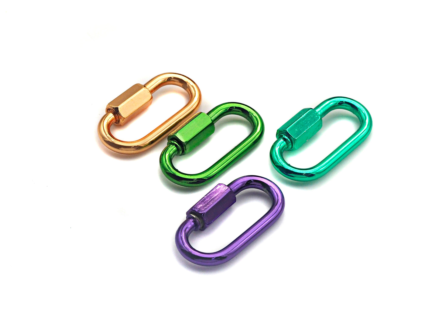 Large Colorful Enamel Pave Oval Shape Clasp, Gold/Purple/Green/Tear Green Carabiner Clasp, 16x28mm, sku#H238