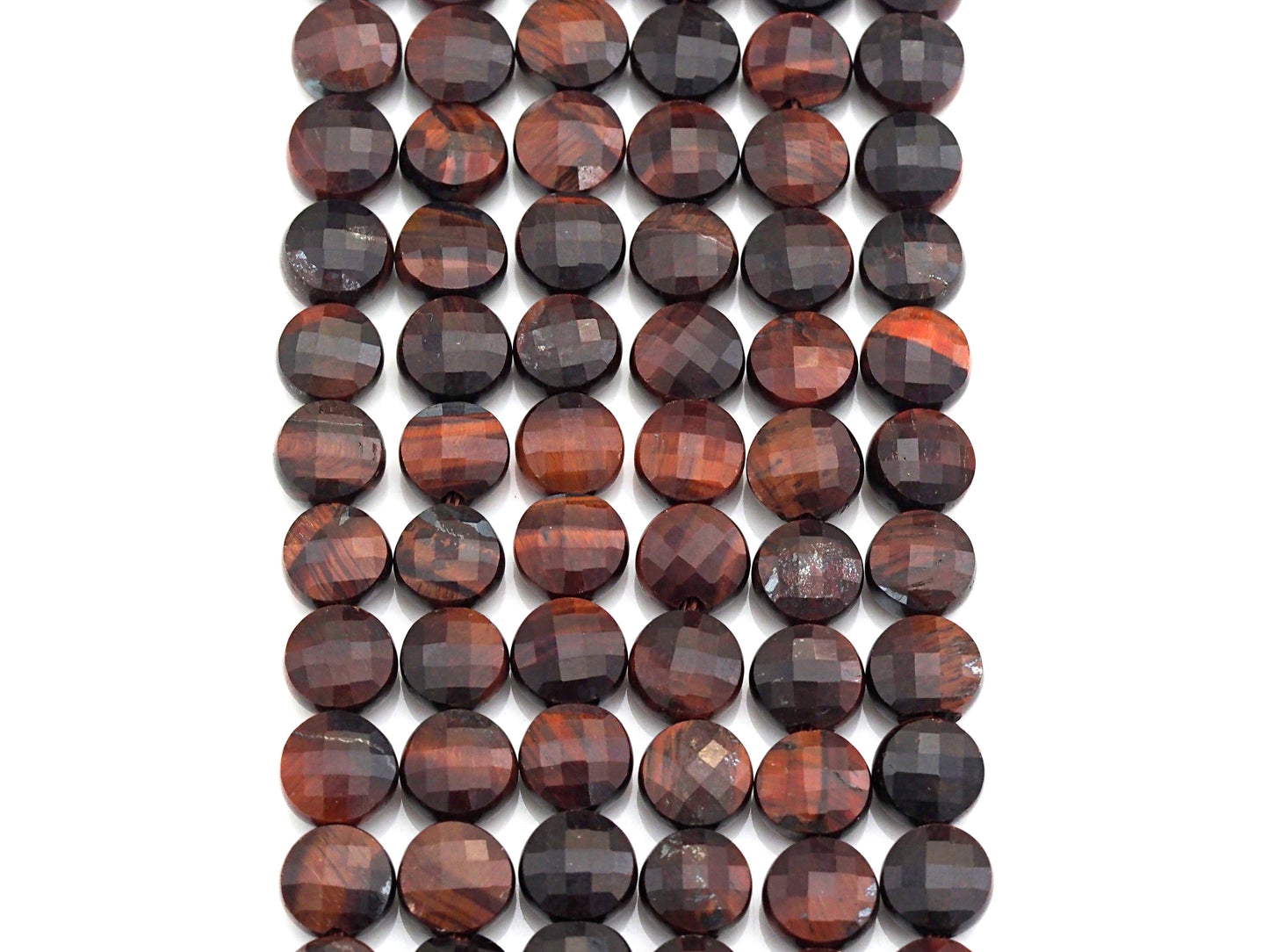 Double Sided Turtle Shell Cut Natural Tiger Eye Coin beads, 6mm Flat coin faceted, Natural Gemstone Beads, 16" Full strand, Sku#U603