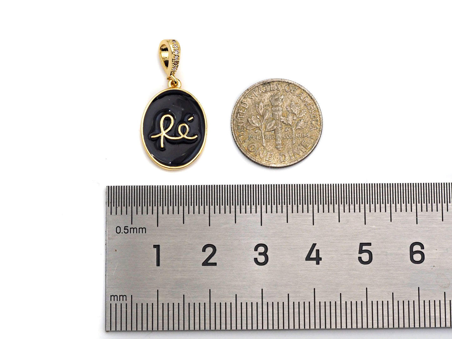 Enamel Colorful RE Alphabet On Oval Pendant/Charm, 13x18mm,sku#F1259C