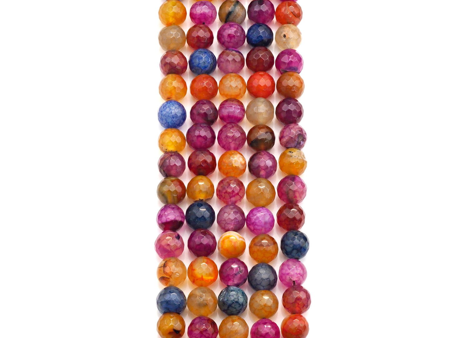 Fire Agate Beads, Muliticolor Fire Agate, 6mm/8mm/10mm/12mm Faceted Round Agate Beads, 15.5" Full Strand, Sku#UA58