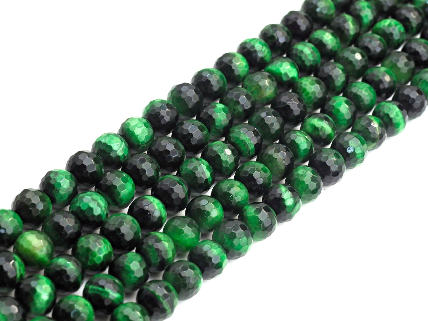High Quality Natural Faceted Tiger Eye Round Beads, 6mm/8mm/10mm/12mm Round Beads, GreenTiger Eye Beads, 15.5 inch Full strand, SKU#U817