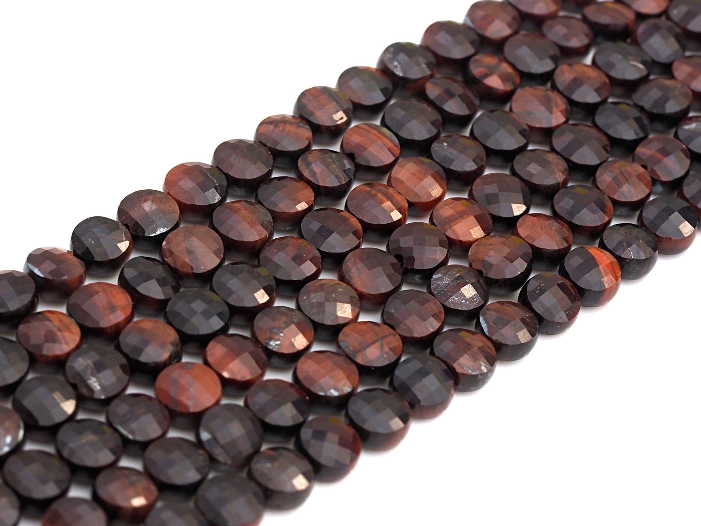Double Sided Turtle Shell Cut Natural Tiger Eye Coin beads, 6mm Flat coin faceted, Natural Gemstone Beads, 16" Full strand, Sku#U603
