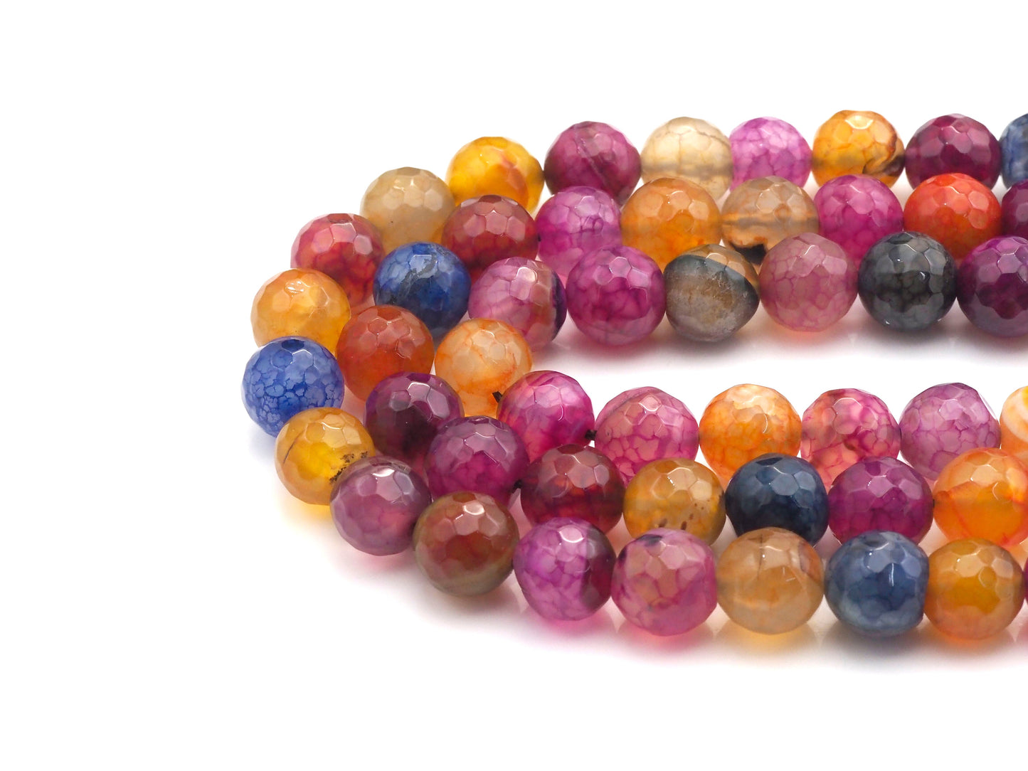 Fire Agate Beads, Muliticolor Fire Agate, 6mm/8mm/10mm/12mm Faceted Round Agate Beads, 15.5" Full Strand, Sku#UA58