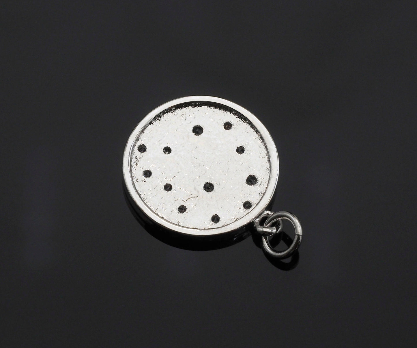 North Star on Disc Round Coin Pendant,North Star Cubic Zirconia Pendant, Silver/Gold Plated,16x19mm,Sku#F1267