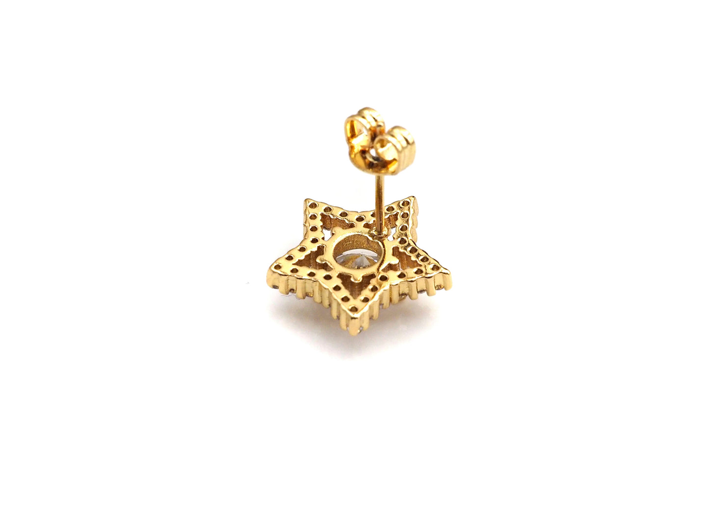 PRESELLING CZ Micro Pave Stud Earring Wires, Five Star Shape Earrings, Clear CZ micro pave earrings, 14mm, sku#J225