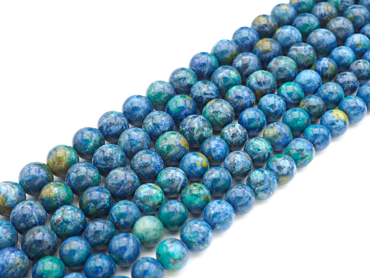 Blue Yellow Natural African Turquoise Round Smooth Beads, Sku#U1168c