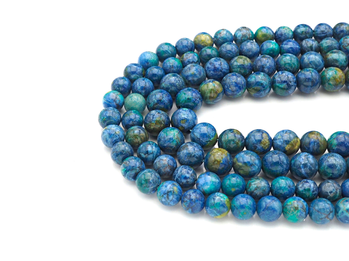 Blue Yellow Natural African Turquoise Round Smooth Beads, Sku#U1168c