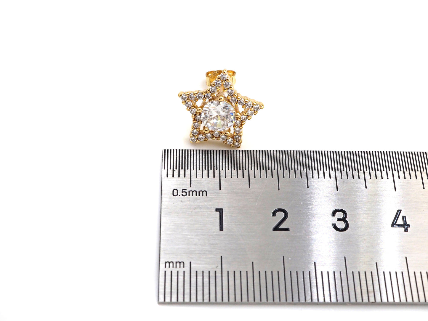 PRESELLING CZ Micro Pave Stud Earring Wires, Five Star Shape Earrings, Clear CZ micro pave earrings, 14mm, sku#J225