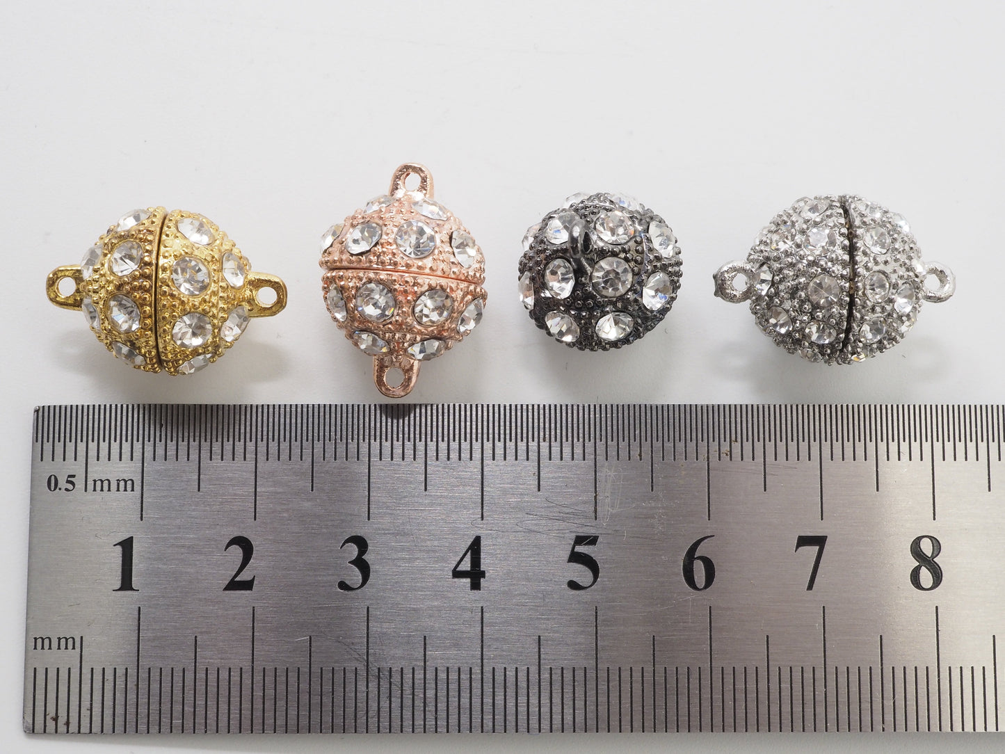 White/Silver/Gold/Rose Gold/Black Rhodium Plated Strong Magnetic Ball Clasp, Clasp Findings,10mm,12mm,14mm,16mm Clasps ,SKU#C62