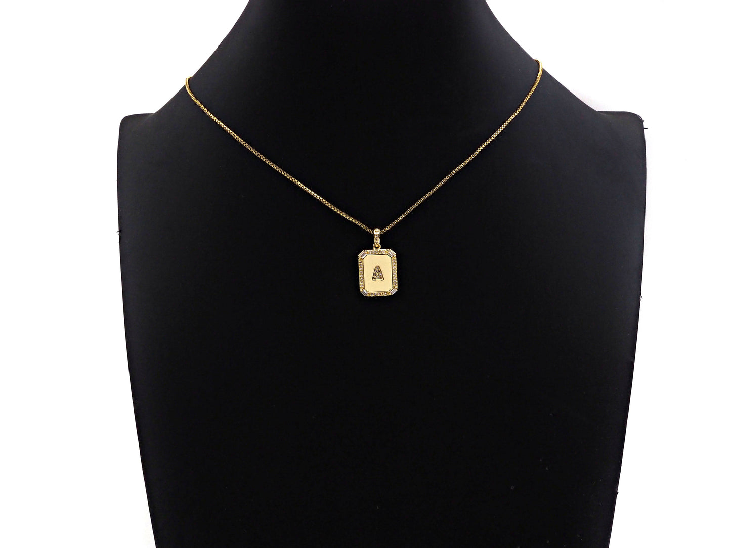 14K Gold plated Initial Tag Letter Charm, CZ A - Z Alphabet Letter, Personalized Charm for Necklace Jewelry Making, 9x20mm,sku#F1333
