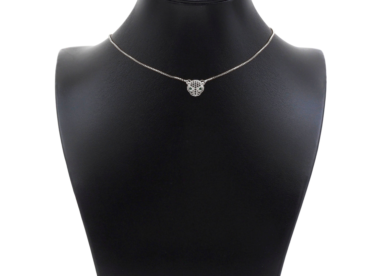 CZ Micro Pave Green Eye Leopard Head Pendant/Charm, Black panther Charm, Cubic Zirconia Pendant Charm, 10x11mm,Sku#N54