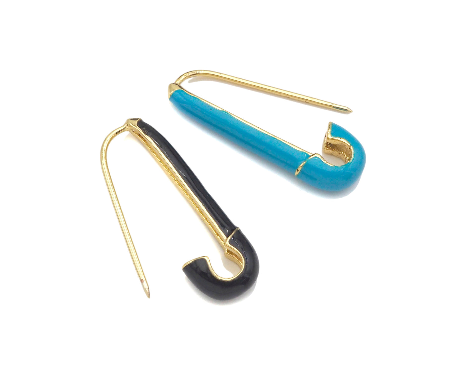 Colorful Enamel Safety Pin Earrings, Sku#J307