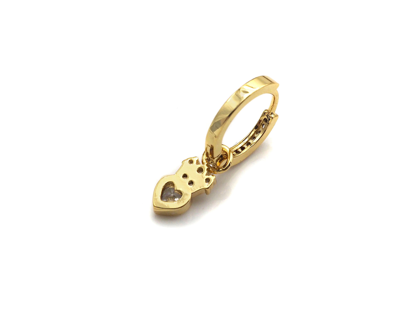 CZ Heart Crown Huggie Earrings, Sku#J239