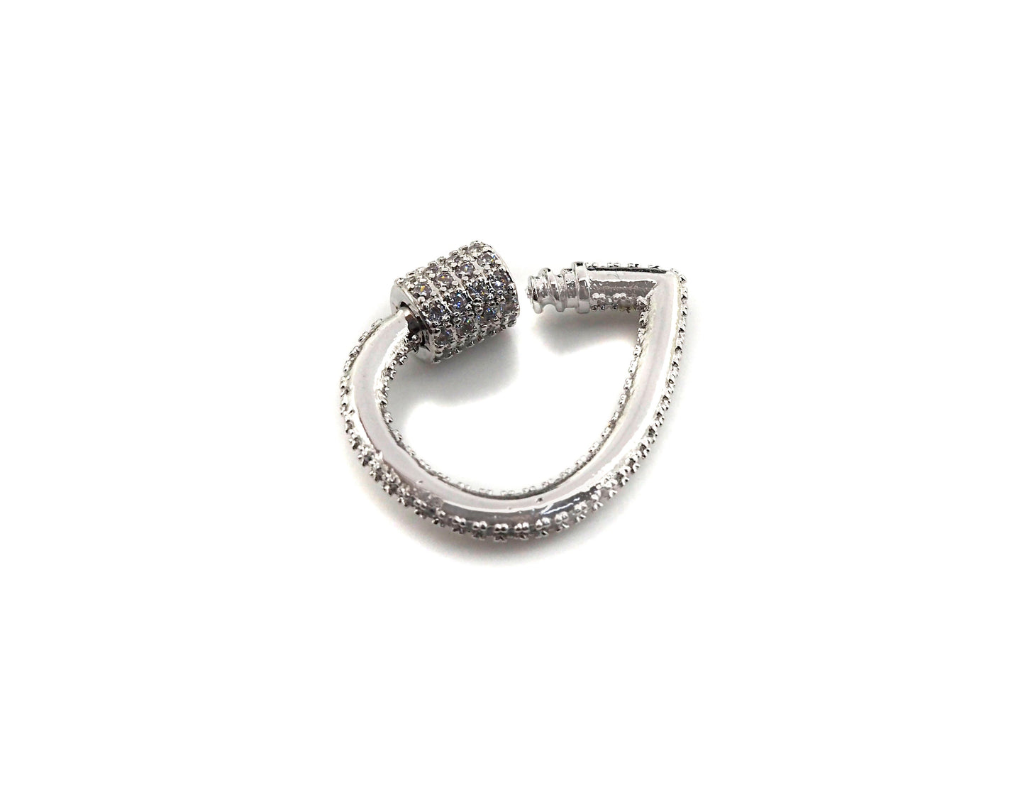 Clear CZ Micro pave Drop Shape Clasp, CZ Pave Clasp, Gold/Silver/Rose Gold/Gunmetal Carabiner Clasp, 18X24mm, sku#H185