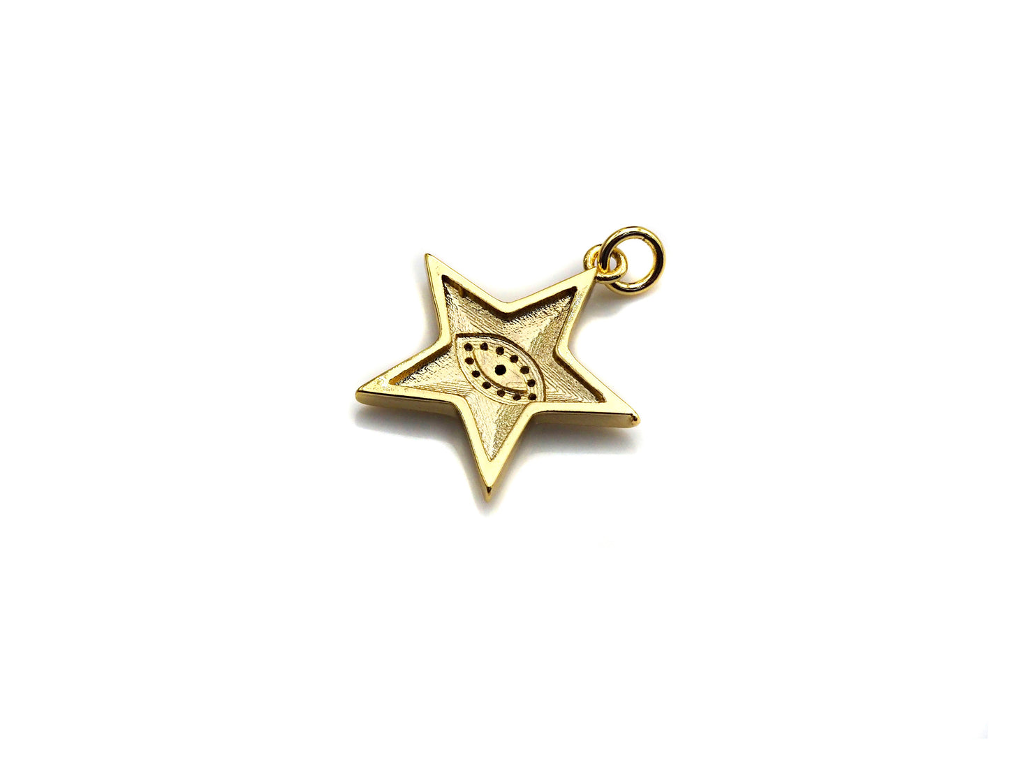 Enamel Five Star with Evil eye charm, Black White Enamel Pendant, Enamel eye charm, Star eye jewelery, 20x24mm,sku#FH13