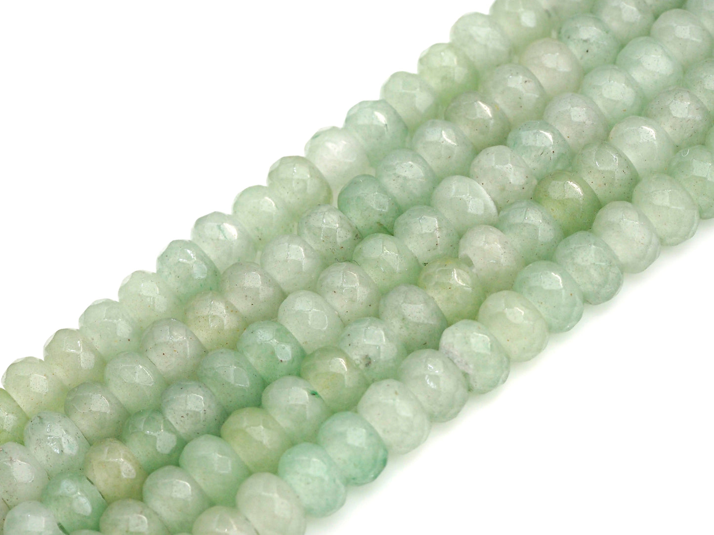 2mm Large Hole Natural Green Aventurine Beads, Rondelle Faceted 6x10mm/5x8mm, 8" Long Strands, sku#U731