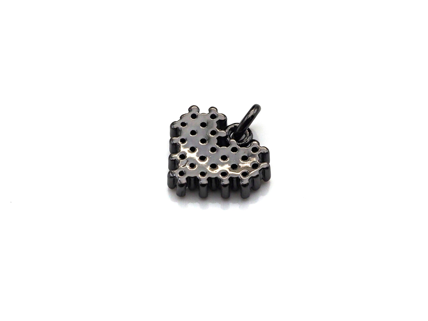 CZ Micro Pave Heart/Leaf Shaped Pendant/Charm, Clear Cubic Z