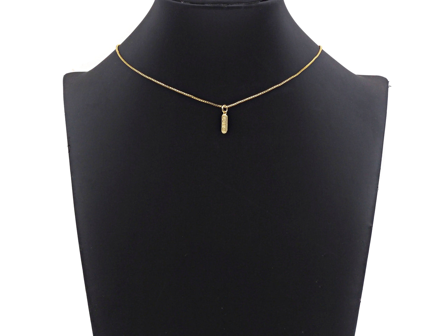 Dainty Gold Bar Pendant, Love happy chill mom bar, F1289