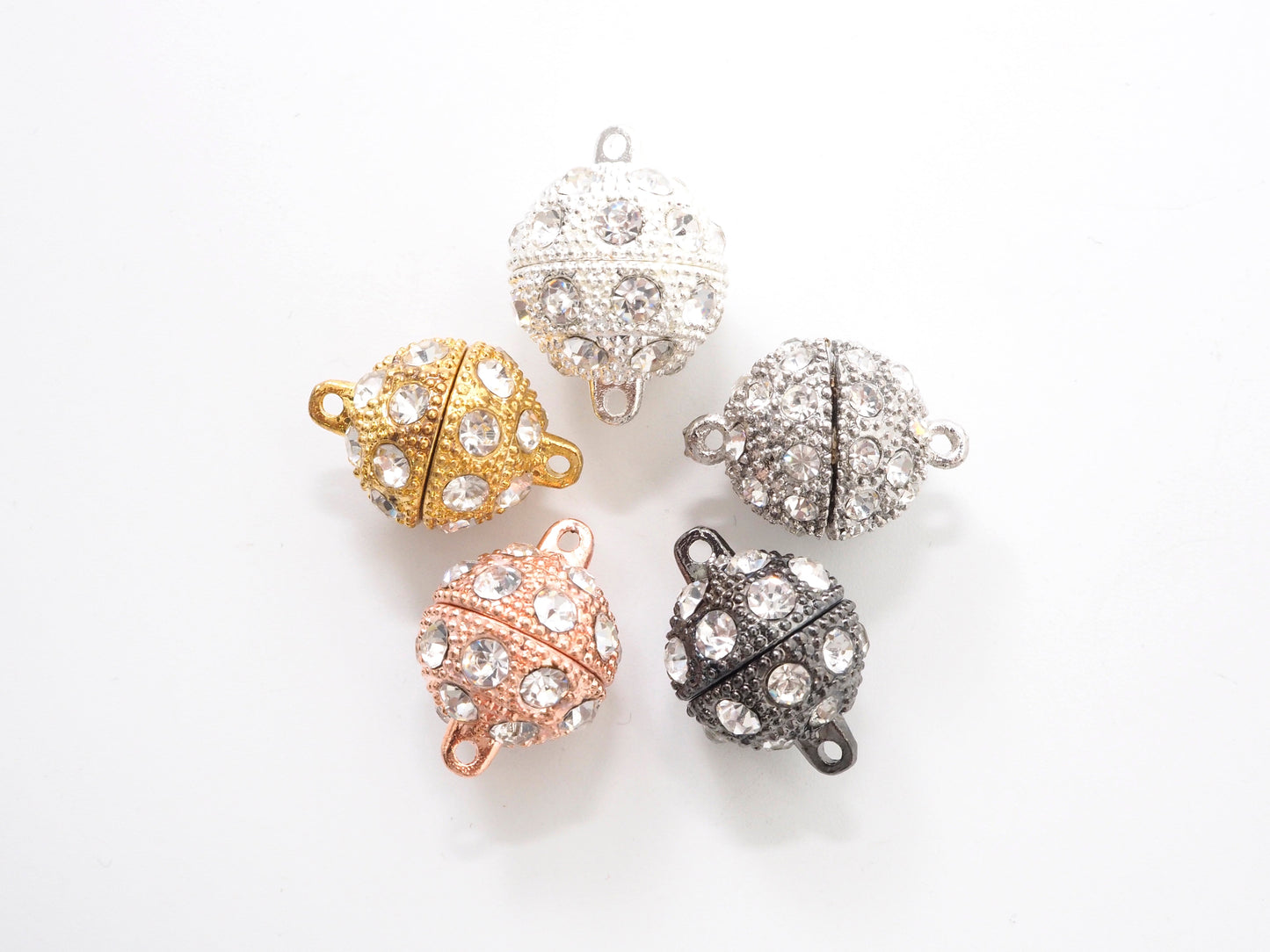 White/Silver/Gold/Rose Gold/Black Rhodium Plated Strong Magnetic Ball Clasp, Clasp Findings,10mm,12mm,14mm,16mm Clasps ,SKU#C62