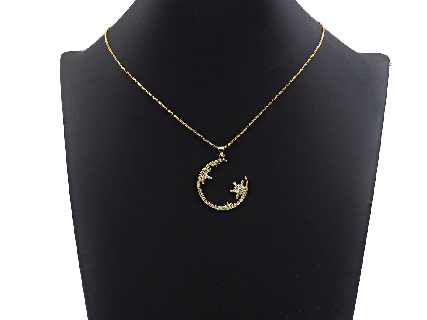 Clear CZ Micro Pave Flower Star On Cresent Moon Shape Pendant Charm, Cubic Zirconia Moon Charm,30x33mm,Sku#LK156