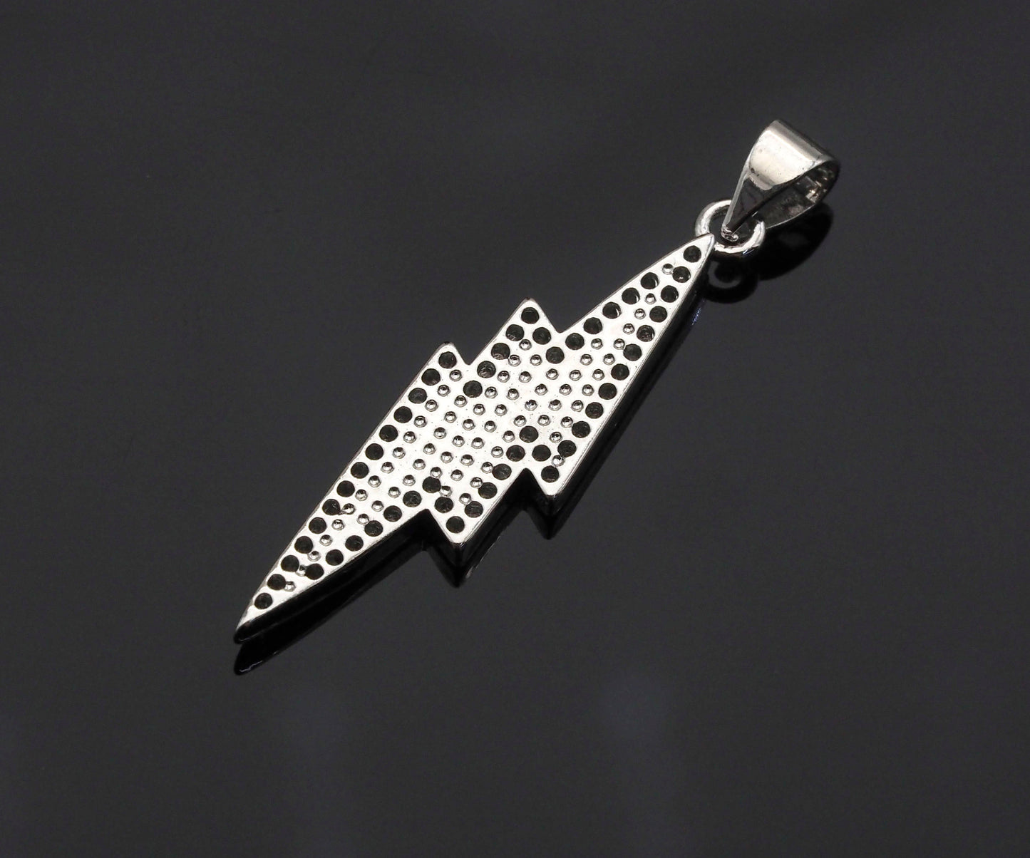 Enamel Colorful Lightning Shape Pendant Silver Finish, CZ Micro Pave Lightning Charm, Enamel pendant,Enamel Jewelry, 10x37mm, sku#LK138