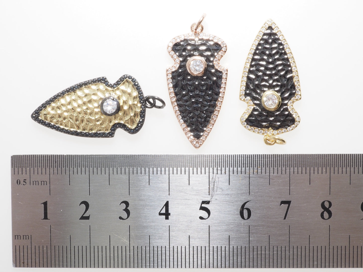 CZ Micro Pave Shield Symbol Pendant,Gold/Silver/Black/Rose Gold Plated,Cubic Zirconia Jewelry Findings,15x32mm,sku#F486