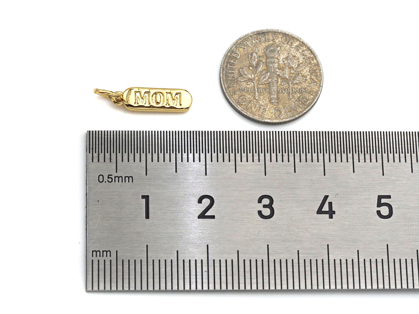 Dainty Gold Bar Pendant, Love happy chill mom bar, F1289