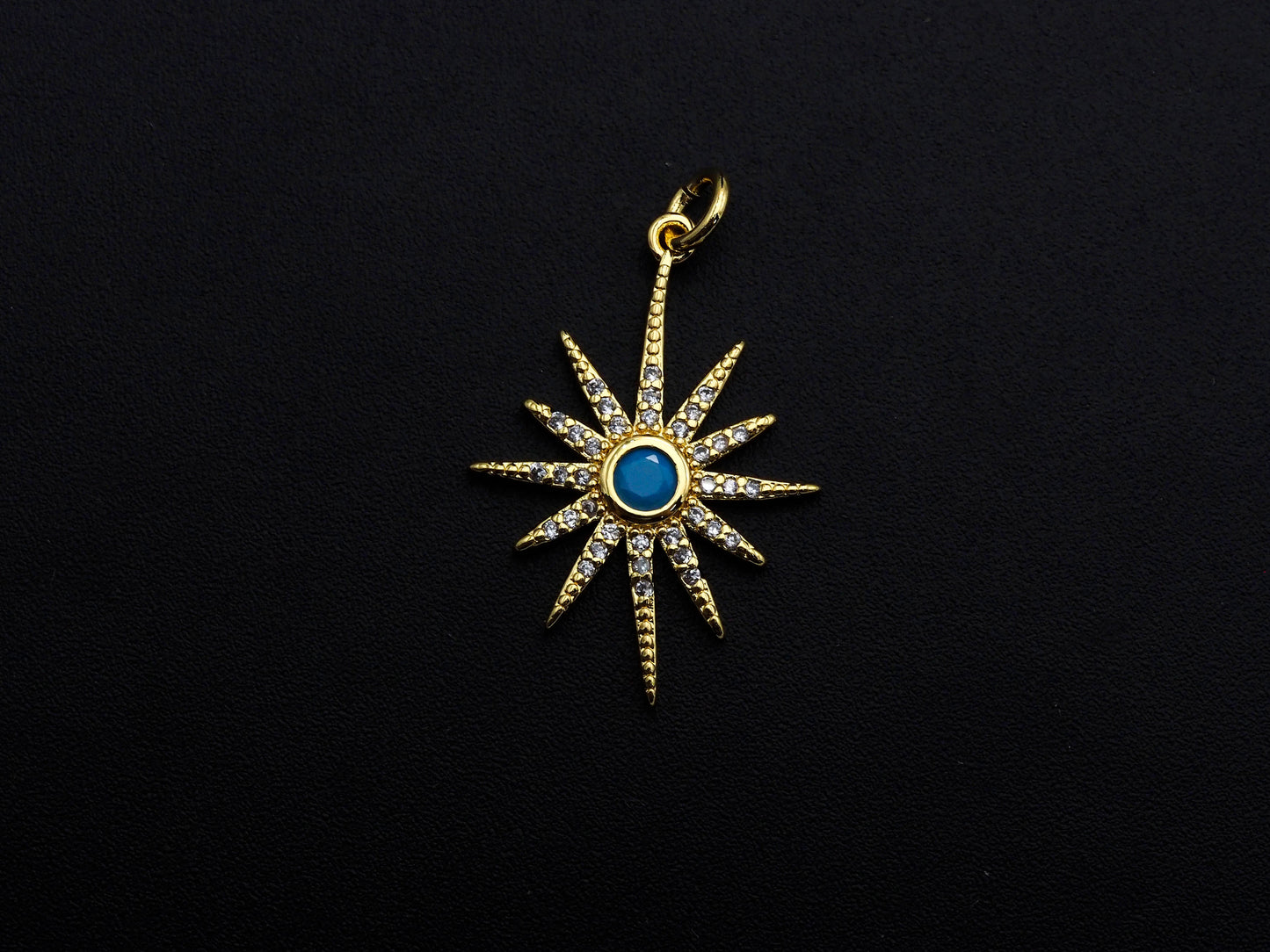 Turquoise Clear CZ Micro Pave North Star Shaped Pendant/Charm, Star Cubic Zirconia Pendant Charm, 19x24mm,sku#Z823