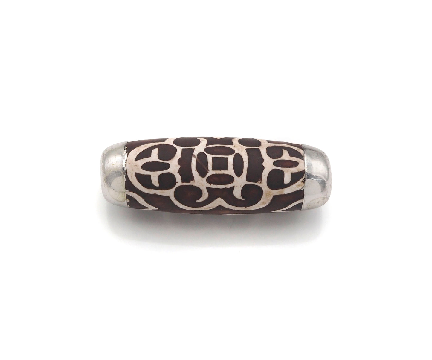 16x39mm Large Natural Tibetan Agate Barrel Shape Spacer Beads, Gold/Silver/Rose Gold Tone, Dzi Agate Spacer,Oval Tibetan Agate, sku#U1005